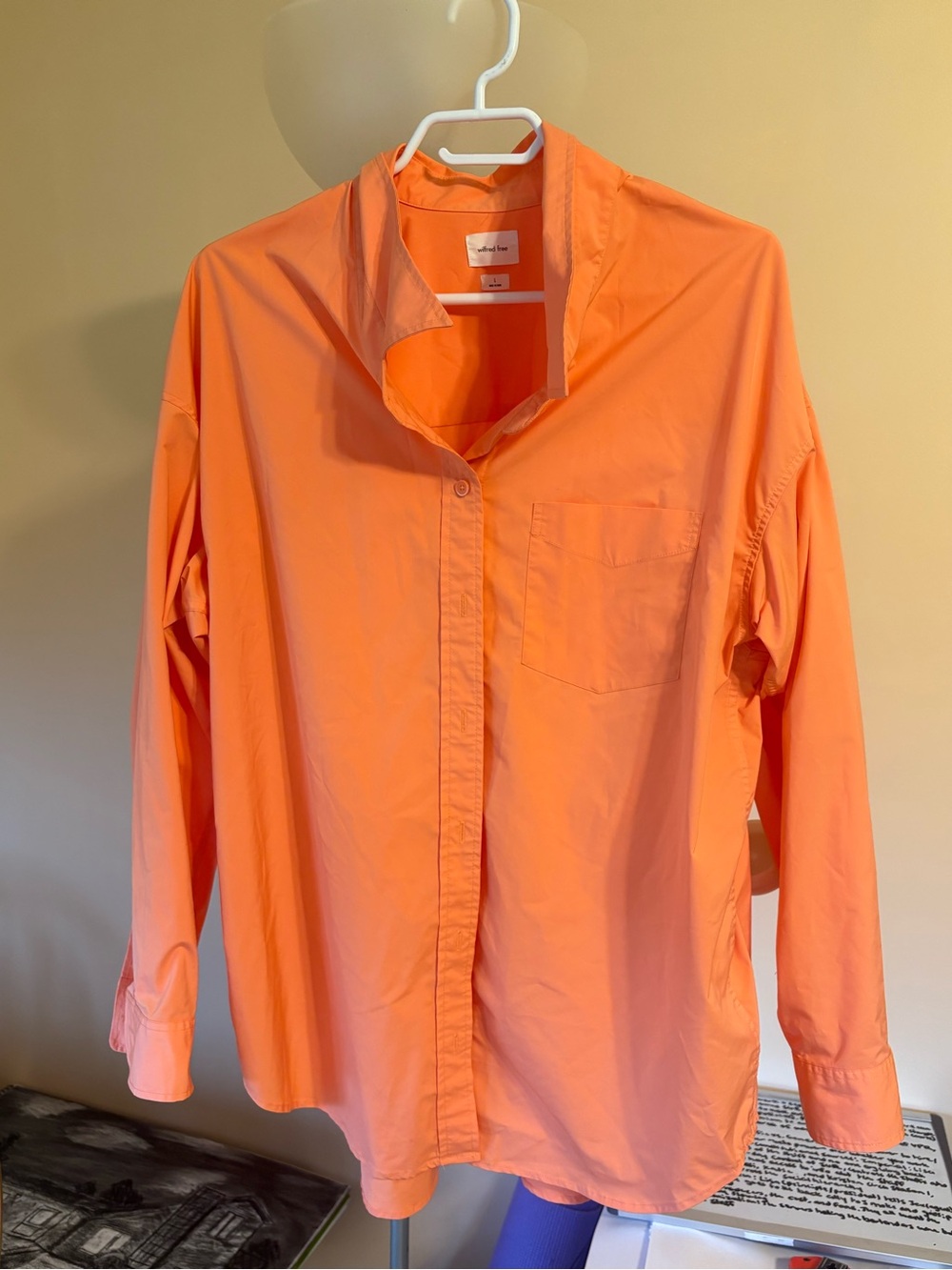 Wilfred Free by Aritzia Coral-Orange Long Sleeve Button-Down Shirt